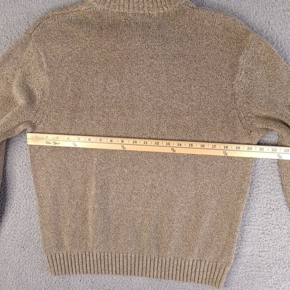 Chaps Sweater Mens Large Brown Mock Neck 1/4 Button Cotton Pullover - Picture 5 of 15